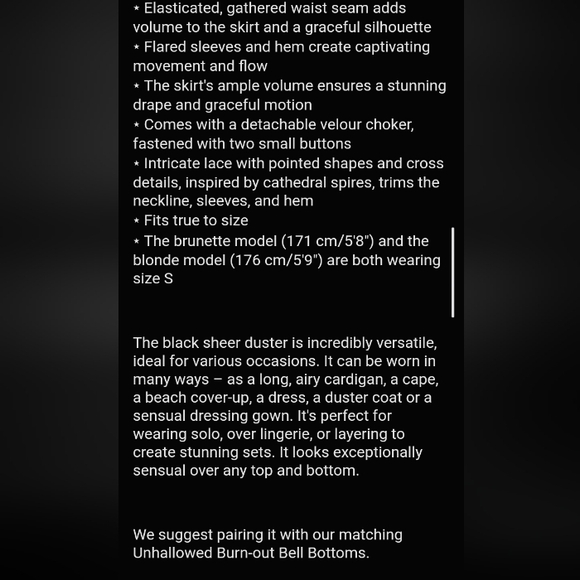 NWT Restyle, Dark Angel Burnout Duster, Black, Large fits like Medium - Picture 16 of 16